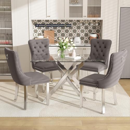 XUNGSUN 51 Inch Glass Dining Set