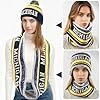 Michigan Beanie Hat Scarf Set for Men, Knit Pompom Beanie Cap, Football Fans Fashion Toque Cap, Neck Warmer Scarves,Winter Gifts for Sport Fans with Stickers #3