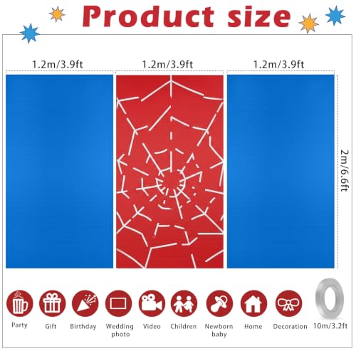 Boao 3 Pcs Spider Backdrop Birthday Decoration, Red and Blue Splicing - image 2