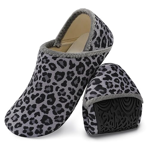 Image of XIHALOOK House Slippers for Women Men Cozy Sock Shoes with Soft Rubber Sole Slip On for Indoor/Outdoor
