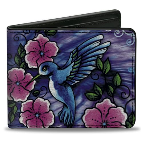 Buckle-Down Men's Standard PU Bifold Wallet-TJ-Hummingbird, Multicolor, 4.0