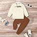 YUEMION 12-18 Months Toddler Boy Clothes 2PCS Fall Winter Baby Boy Outfit Long Sleeve Solid Sweatshirt +Pants Sweatsuit Clothing Set (Apricot + brown)