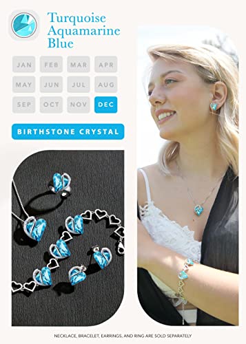 Leafael Infinity Love Heart Stud Earrings For Women, Silver Tone Fashion Statement Jewelry For Girls, Birthday Gifts For Mom Wife Girlfriend, December Birthstone Crystal, Turquoise Aquamarine Blue #TOP3