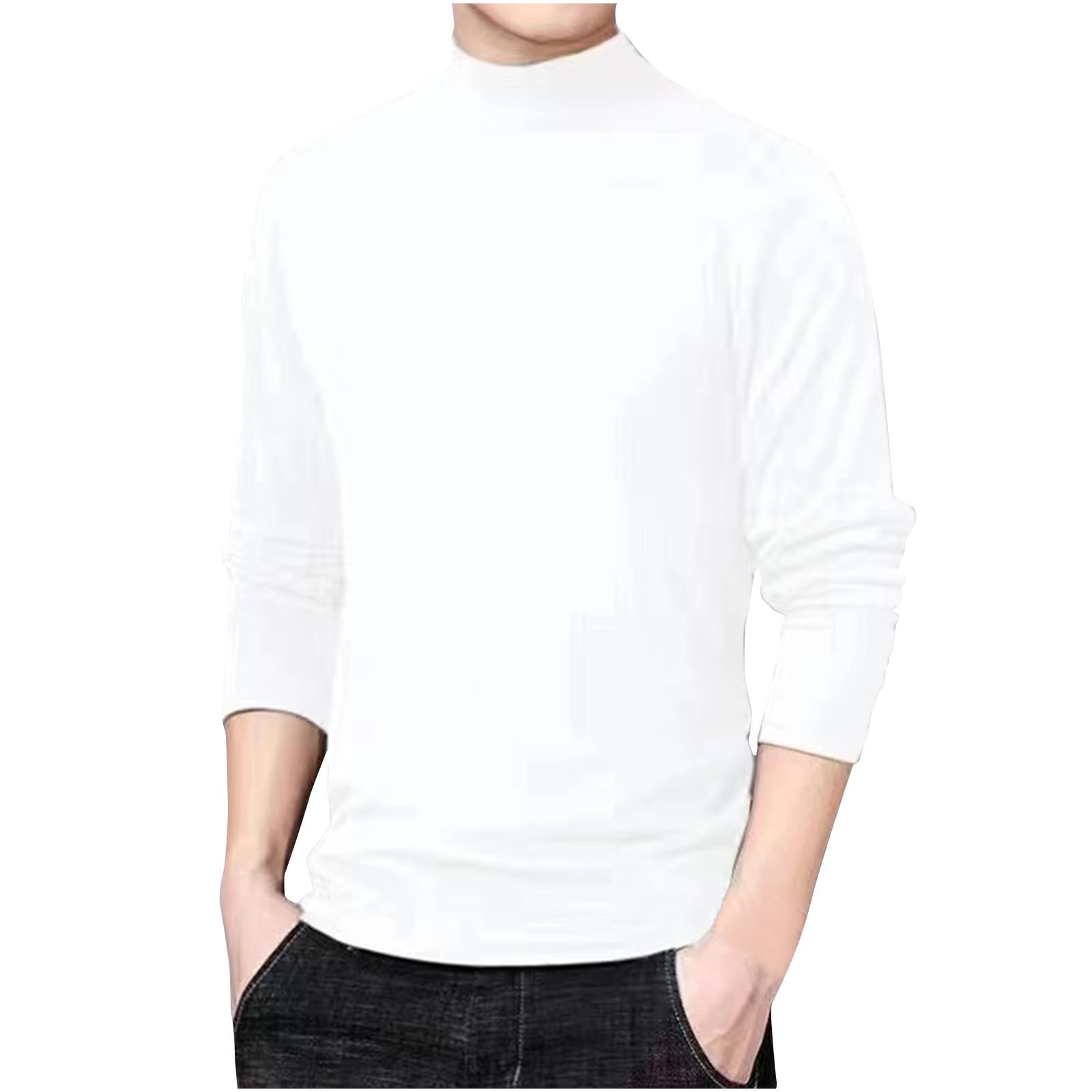 Mens Knitted Sweater Mock Neck Sweatshirts Winter Fall Long Sleeve Tops Casual Loose Fit Pullover Sweater Clothes