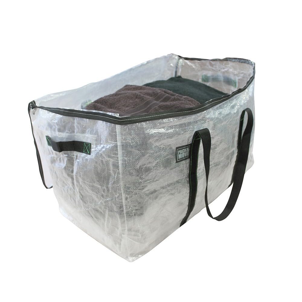 Pack and Move - Zestaw 6 przezroczystych toreb do przeprowadzki, 70 x 35 x 42 cm, do przeprowadzki i transportu, bardzo wytrzymały, wielokrotnego użytku, 100 l