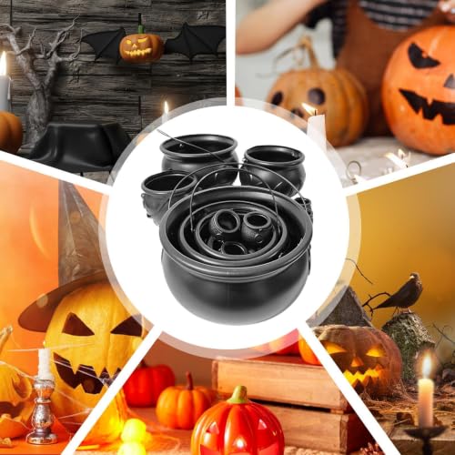 Caldero Halloween de 10 piezas negro para caramelos de niños en mesa de casa 5