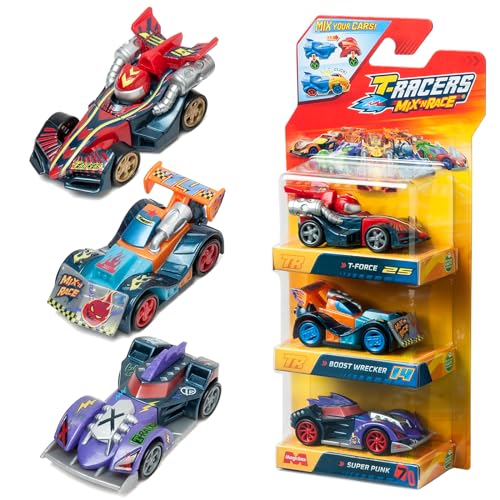 T-RACERS Mix ´N Race 3 Pack – Pack de 3 coches coleccionables. Coches desmontables por dos partes y con piezas intercambiables. Pack 4/8