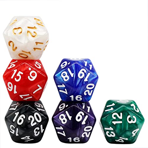 Juego de dados D&D de 20 lados con acabado de perlas grandes y grabado de precisión