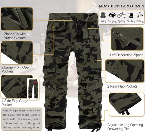 TRGPSG Men's Wild Cargo Pants, Camo Pants Cotton Casual Work Hiking Pants with 8 Pockets 5337 F Camo 42 by TRGPSG - Used condition - US$14.41