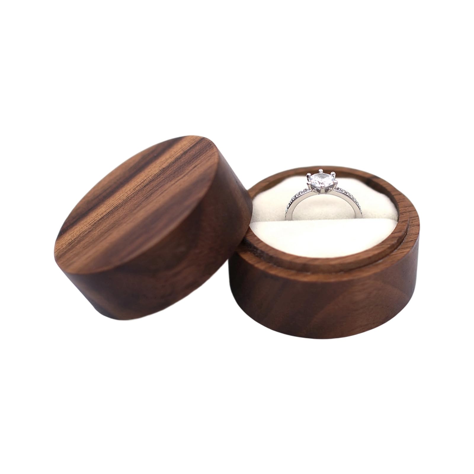 Carotoe Single White Wood Rings Box Wedding Rings Storage Chest For Weddings Proposal Engagement Anniversary Jewellery Organiser Wood Holder