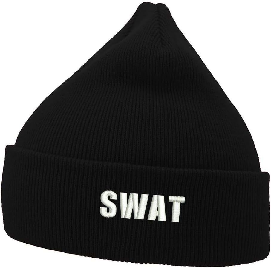 Mens Beanie Knit Hats SWAT Law Embroidered Unisex Casual Beanies Hats for Winter