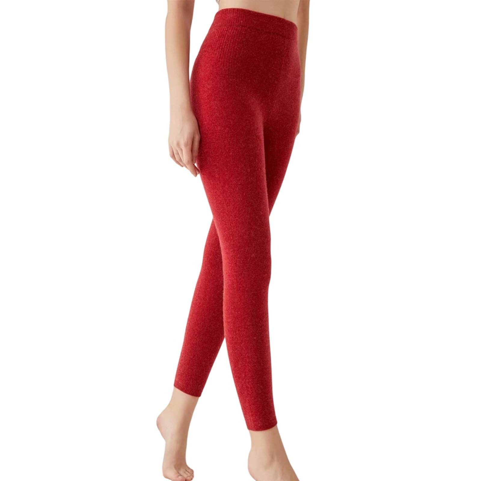 Rivccku Leggings Termici Donna 100% Cashmere - Vita Alta Senza Cuciture Caldi Elastici per Inverno, Palestra e Running