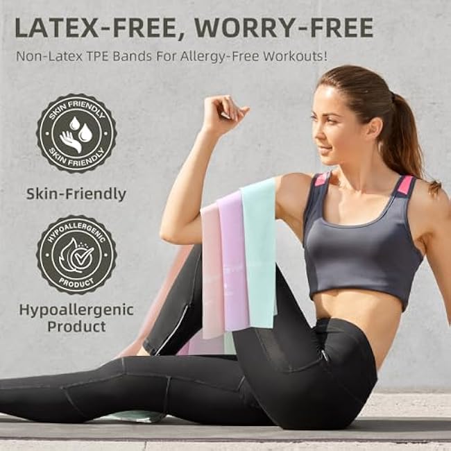 Resistance Bands for Working Out, Exercise Bands, Resistance Band for Physical Therapy, Stretch Bands for Pilates, Rehab, Stretch, Strength Training and Yoga Starter Set