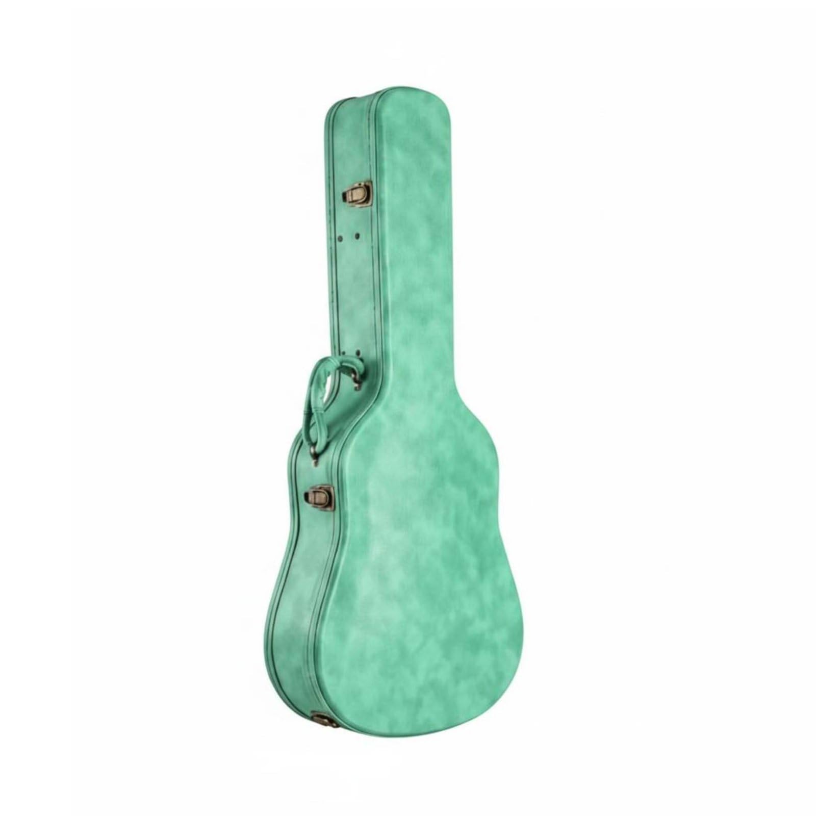 Attrezzatura Musicale Imbottitura 20 Mm Antiurto per Spedizione, Viaggio, Custodia Rigida Per Chitarra 40/41 Pollici, PU, Verde Retrò, Interno Grigio, Con Spallacci