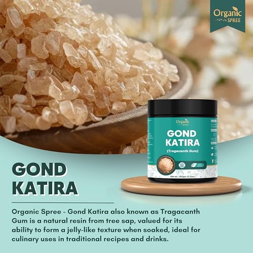 Image of Organic Spree Gond Katira 150grams | Tragacanth Gum | Edible Gum | Natural Cooling Agent | Pure, Natural & Plant Based (Pack of -1)