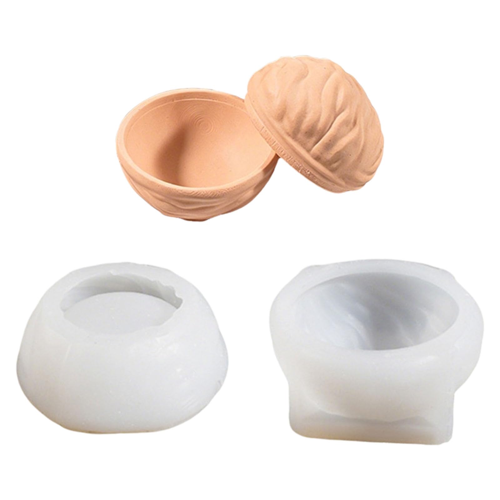 BWANGIAO Nut Shape Silicone Candle Nut Resin Jar Mould With Lid Easy Demolding For Making Candle Soap Flowerpot