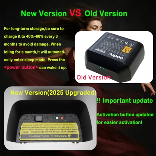 GODOX WB400P Battery AD400 Pro II Flash Battery, 𝟐𝟎𝟐𝟓 𝐮𝐩𝐠𝐫𝐚𝐝𝐞𝐝 𝐕𝐞𝐫𝐬𝐢𝐨𝐧, with Upgraded Activation Button,for XPLOR 400PRO AD400Pro