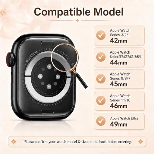 Image of Missair Bands Compatible with Apple Watch Band 38mm 40mm 41mm 42mm 44mm 45mm 46mm 49mm for Women, Slim Metal Dressy Jewelry Bracelet with Bling Diamond for iWatch Series 11 10 9 8 7 6 5 4 3 SE Ultra