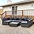 Outsunny 7-Piece Patio Furniture Sets PE Rattan Sectional Sofa Set Outdoor Conversation Set w/Acacia Top Coffee Table & Cushion for Garden, Backyard, Grey