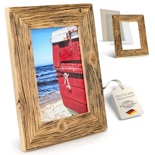 Mein Landhaus Bilderrahmen aus echtem Alt-Holz Stil vintage, rustikal - handgefertigte Unikate in dunkel-braun 13X18