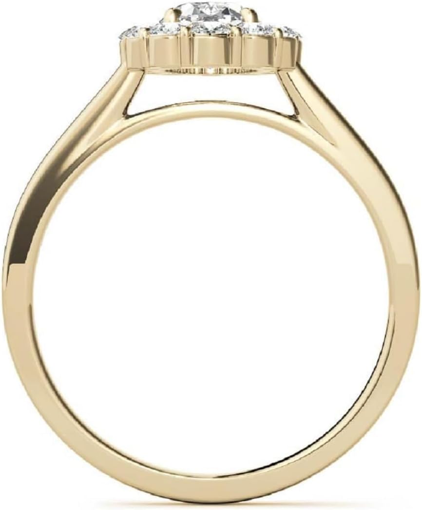 1CT-3CT Oval Cut Bridal Ring Halo Moissanite Anniversary Ring for Women Promise Gifts for Her 925 Silver/10K/14K/18K Gold