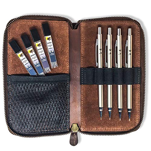 8-Piece MasterSketch Mechanical Drawing Pencil Set for Artists with Leather Carrying Case