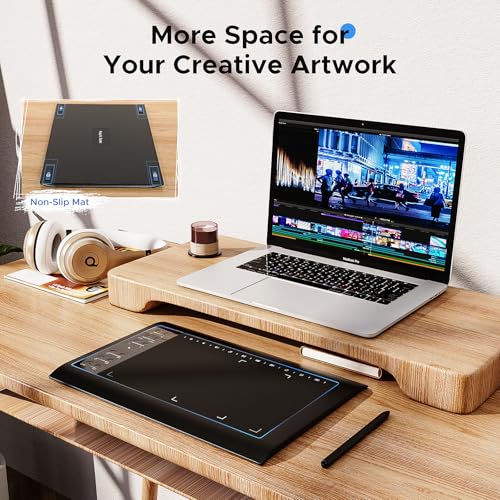 Teinenron Graphics Drawing Tablet With Stand,10X6 Inch Drawing Tablet With 8192 Level Pen,12 Hot Keys,Digital Drawing Pad Compatible With Pc/Mac/Android For Painting,Design&Online Teach thumb #2