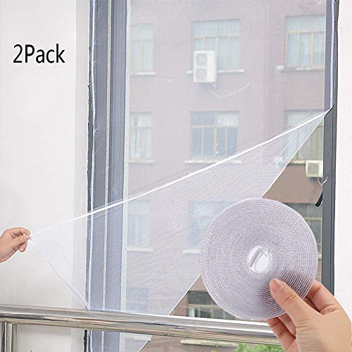 DIY Self-Adhesive Window Screen Netting Mesh Curtain, 130X150cm (Approach 51x59 Inches), with Hook