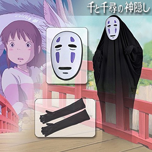 Gk-O No Face Kaonashi Cosplay Costume With Purple Mask+Clothes+Gloves (Asian Size M) #TOP1