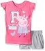 Peppa Pig Girls' Toddler Girls' 2 Piece Ruffle Sleeve T-Shirt with Short Set