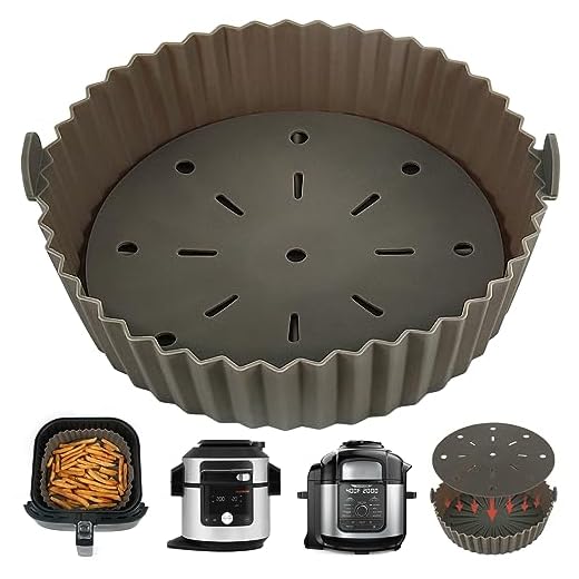 BYKITCHEN Air Fryer Silicone Liner for Ninja Foodi MAX 15 in 1 Multi-Cooker OL750UK/ 9 in 1 OP500UK, 9 Inch Large Round Air Fryer Liners, Compatible with COSORI 5.5L/6.4L, TOWER, Instant XXL Air Fryer