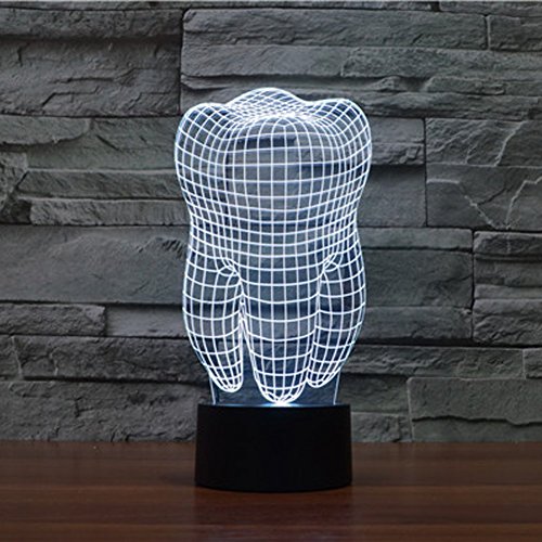 YTDZLTD Creativo 3D Dente Luce Notturna 16 Colori