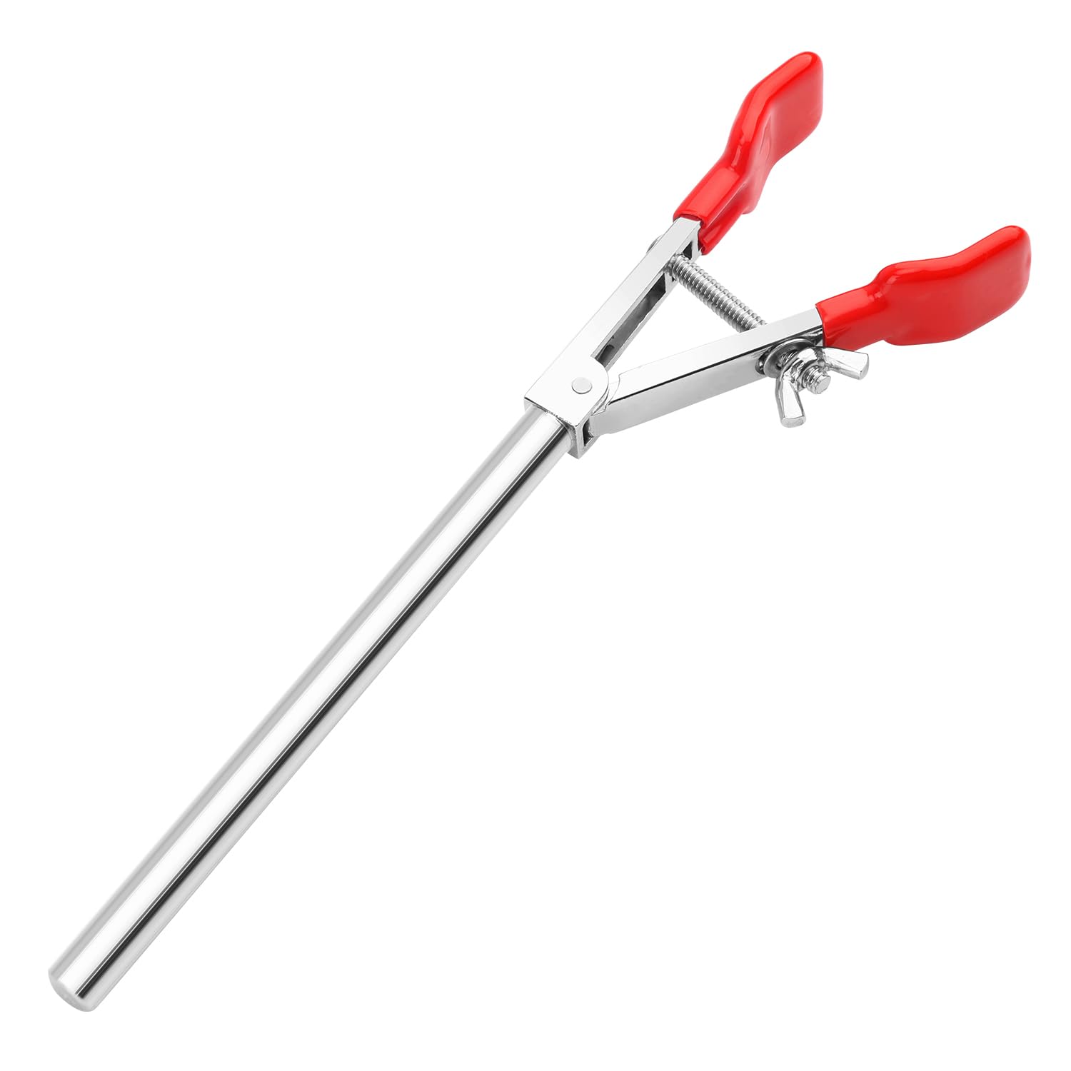 Stonylab Red 2 Prong Lab Clamp, Sturdy Single Adjust Multipurpose Swivel Clamp For Lab Accessories, 220 Mm Overall Length