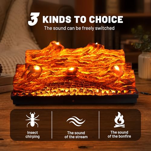 Image of Electric Fireplace Logs Realistic Flame Effect Embedded Fireplace Flame Block 21.46 * 9.45 * 8.27 in USB Remotecontrol Fireplace Placement Not Emitting Heat