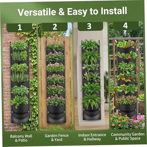 Macetero vertical para jardín de fieltro con 7 bolsillos impermeables antihumedad 3