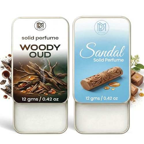 Image of Dr.Mashur Solid Perfume |sandal&Woody oud Alcohol Free Wax Perfume Balm, Long Lasting | Pocket Tin 12g, Pack Of 2| Non Greasy Smooth Glide, Travel Friendly Men And Women