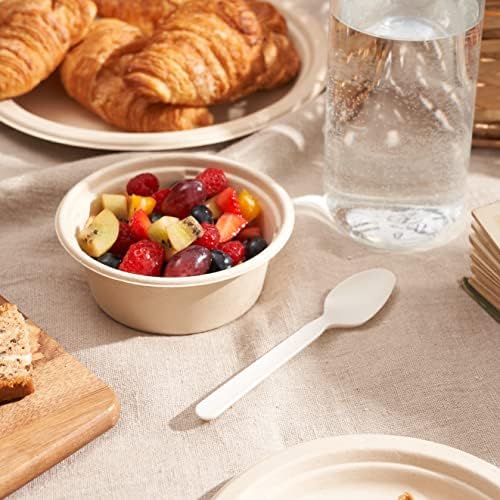 HAAGO 200 PLA Spoons Biodegradable Compostable Cutlery (White, 15.5cm) - Eco-Friendly Utensils for Party, Outdoor or Wedding - Heavy Duty 100% All-Natural Materials