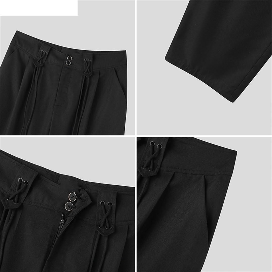 Vogrtcc Pantalones De Hombre Pantalones Largos Sueltos con Cordón De Cintura Alta Pantalones Casuales De Pierna Recta