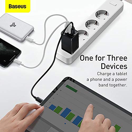 Image of 65W Gan 3 Pro Fast Charger (C+U) QC 4.0 3.0 USB Type-C PD with 100W Type-C to Type-C Cable For Smartphones, Tablets, Laptops - White
