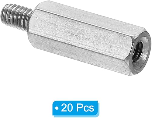 Miniatura 3 de PATIKIL M2.0.197x0.472 in+0.157 in Macho-Hembra Hex Standoff, paquete de 20 tornillos de separación de PCB de acero inoxidable para placas base,