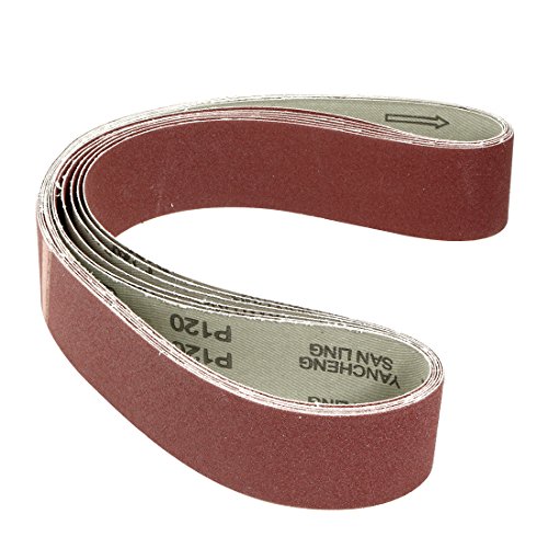sourcingmap 2-Inch x 42-Inch Aluminum Oxide Sanding Belt 120 Grits Sandpaper Lapped Joint for Belt Sander 6pcs