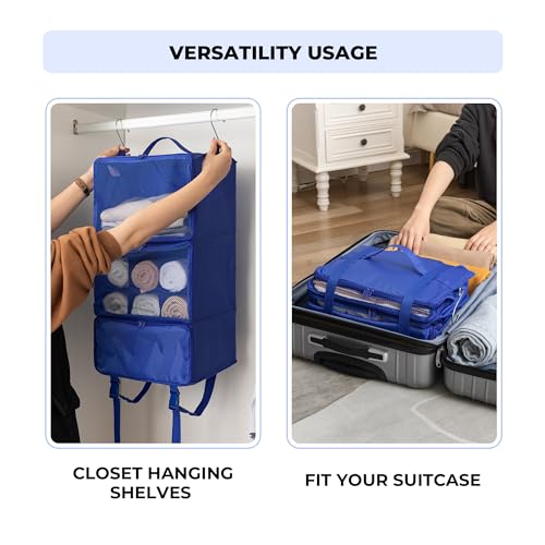 GRANNY SAYS Compression Packing Cubes for Travel, Extra Large Hanging Luggage Organizer, 3-Shelf Foldable Hanging Travel Shelves with 2 Hooks and Window, Packing Cubes for Carry on Suitcase Organizer4