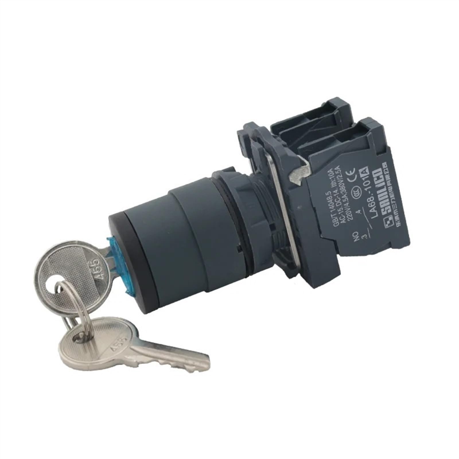 Interruptor Selector de bloqueo de llave a prueba de agua interruptor giratorio perilla interruptor de dos o tres posiciones LA68S SB5 XB5AG25 AG33 AG53 Ø22mm (Color : SB5-AG73, Size : 2NO)