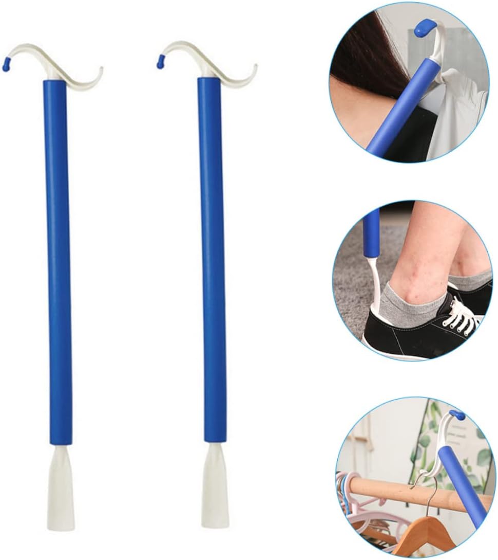 minkissy 2pcs Professional Dressing Sticks Shoehorn for Elderly Disabled Pregnant Socks Aid Kit Shoes Horn for Women Men Long Handle
