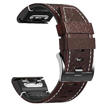 Abanen Pulseiras de relógio de couro de ajuste rápido para Garmin Fenix 8 / epix Pro/Tactix 8 (47 mm), pulseira de couro de fibra com pontos de forro de silicone macia à prova de suor para Fenix 7/6