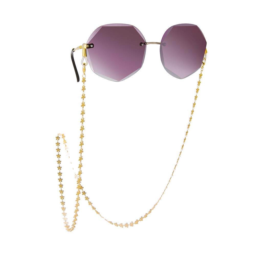 kkjoy Cordón de cobre con cinco pétalos de flores para gafas, máscara, correas para gafas, collar, cordón para gafas, gafas de sol, accesorios para mujeres y hombres
