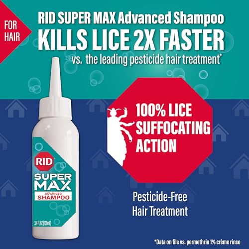 Image of RID Super MAX 5-in-1: Hair & Home Complete Lice Treatment Kit, Kills Eggs, 3.4 FL OZ Shampoo + Nit Removal Comb + Home Lice Spray