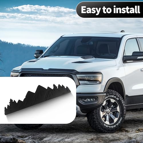 Image of 10 Inch Snow Mountain Graphic Logo Badge, Trunk Mountain Logo Emblem for Car Trunk Tailgate Emblem (Matte Black)