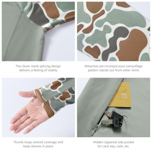 BASSDASH Men’s UPF 50 Performance Fishing Shirt Cooling Hoodie Camo Long Sleeve FS17M by BASSDASH - Used condition - Image 5