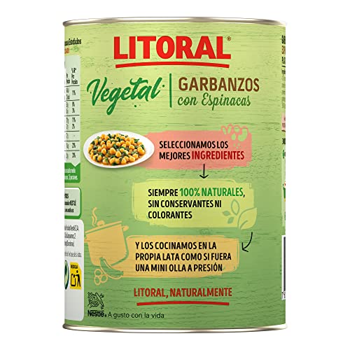 Miniatura 6 de Litoral Vegetal Garbanzos con Espinacas - Plato Preparado Sin Gluten - Pack de 10x425g - Total: 4.25kg